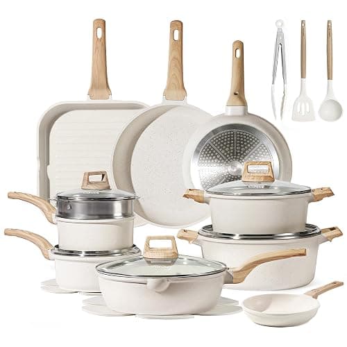 CAROTE Pots and Pans Set Nonstick, Cookware Set Induction Kitchen Cooking Set 26cs w/Frying Pans & Saucepans& Grill Pan - Image 1