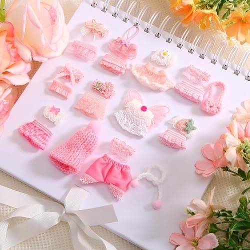 10 Sets Doll Outfits for 3 Inch/7.5-8cm Doll Pack, Mini Toys Clothes Pack with Tops & Skirts & Accessories Mini Figure Costume Clothing for Collector Display and Decoration thumbnail 2