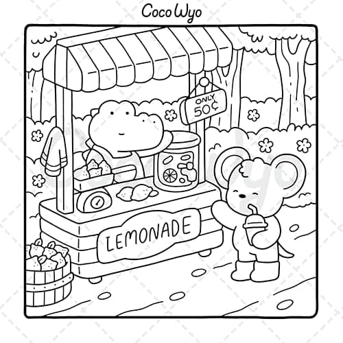 Cozy Friends: Coloring Book for Adults and Teens Featuring Super Cute Animal Characters with Easy and Simple Designs for Relaxation thumbnail 10