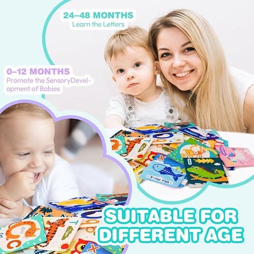 Jollybaby Reusable Soft Cloth ABC Alphabet/Letters Animal Flash Cards for Baby 0-3-6-9-12-18 Month, Curious Baby First Words Learning Activity Flashcards, Tummy Time Toy Gift for 1 Year Old Boy Girl thumbnail 5
