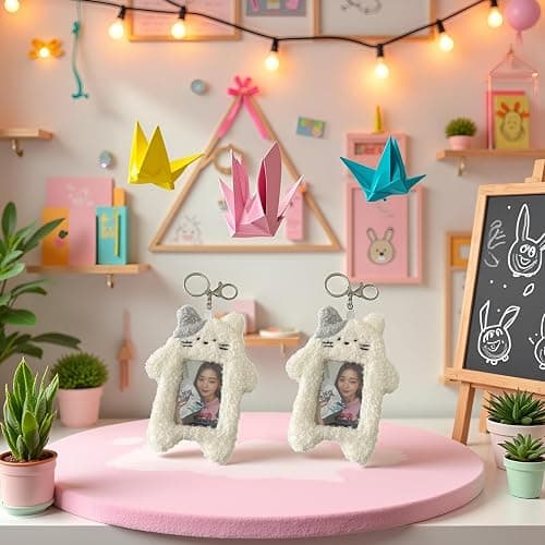 2Pcs White Photocard Holder,Cartoon Plush Photocard Holder Outdoor Girl Korean Style ID Card Cover Protective Case Card Sleeve Student Rabbit Identification Badges Supplies, Office and School Supplies thumbnail 2