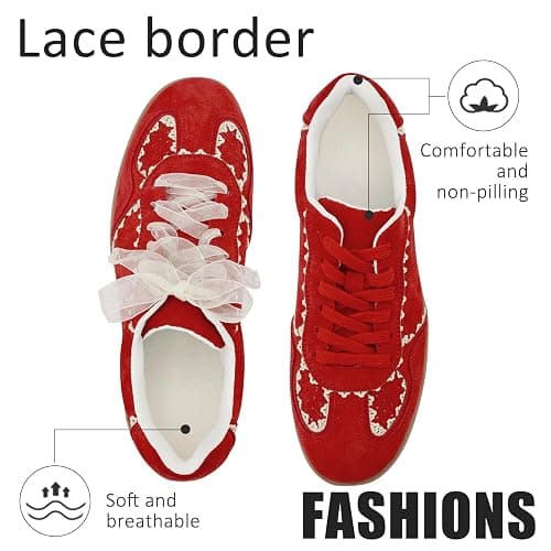 UBWDU Lace Fashion Ballet Sneakers for Women – Trendy Cute Crochet Ribbon Lace-Up Casual Spring Shoes thumbnail 7