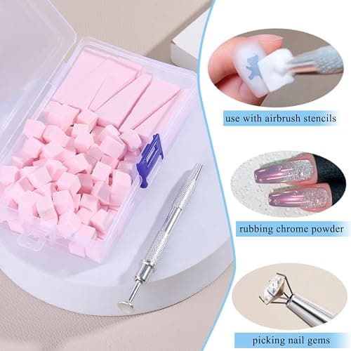 Fcozpjk 100Pcs Soft Nail Sponges for Ombre, Gradient Effect Pink Nail Art Sponges With Grabbing Pen 6Pcs Wedge Sponges Aura Nails Ombre Nail Brush Professional Accessories Manicure Salon Supplies thumbnail 6