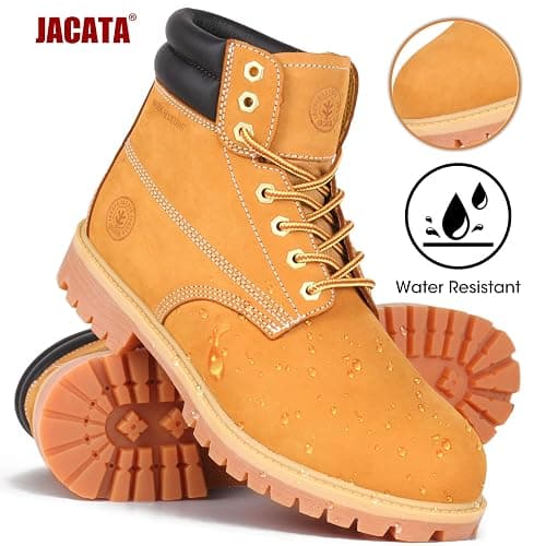Jacata Men's Water Resistant Work Boots Construction Industrial Boots | Genuine Leather Soft Toe Oil Resistant Comfortable Utility Rubber Sole Nonslip Work Boots For Men thumbnail 2