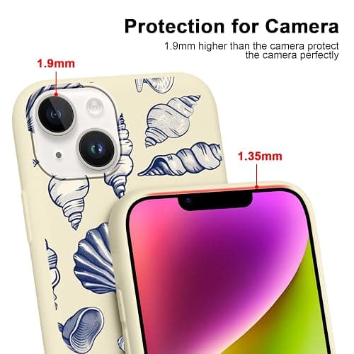 Phoona 2 Pack Cute Case for iPhone 14 / iPhone 13 6.1", Beach Blue Pink Ocean Seashell Aesthetic Summer Girly Design Pattern for Girls Women, Slim Soft Silicone Shockproof Bumper Protector Cover thumbnail 4