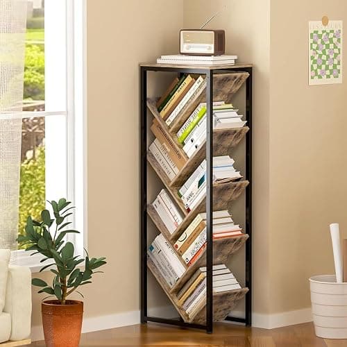 Cutogxon Tree Bookshelf - 9 Tier Floor Standing Tree Bookshelf for Hardcover Books, Small Bookshelf for Small Spaces Bookshelves Wooden Book Storage Organizer Shelves for Bedroom Living Room - Image 1