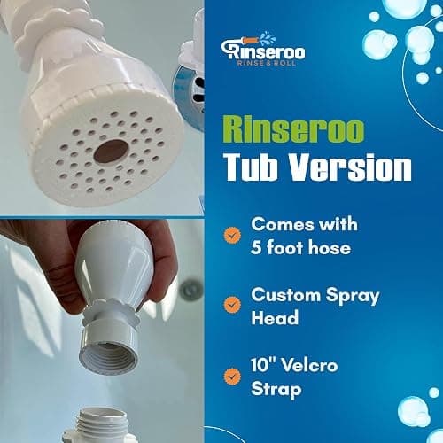 Rinseroo: Slip-On Tub Hose – As Seen on Shark Tank – 5ft Flex Bathtub Faucet Sprayer – Easy Rinse for Pets, Hair & Cleaning – No Installation Needed – Fits Faucets Up to 3” Wide – Mess-Free & Portable thumbnail 7