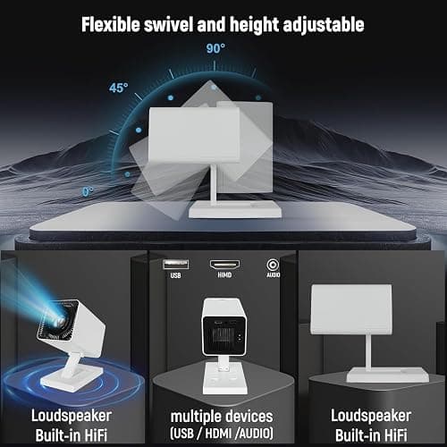 Mini Projector 4K Smart Projector, Support Full HD 1080P with Dual Band 5G WiFi and Bluetooth, Low Noise, Long Lamp Life, Auto Keystone, Compatible with Mobile Phone/PC/HDMI USB, Portable Projector thumbnail 9