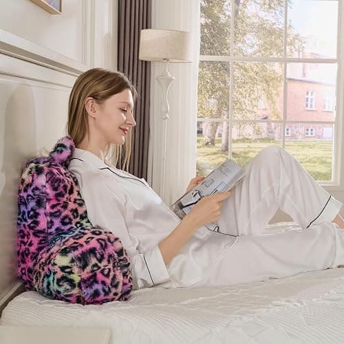 Animebody Reading Pillows for Boyfriend Adult,Velvet Back Pillow Bed Wedge Large, Back Rest Support Cushion for Sitting in Bed Kids Children 18inch-Rainbow Leopard thumbnail 7