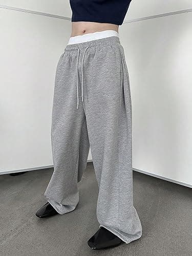 SHENHE Men's Baggy Pants Wide Leg Drawstring Waist Loose Sweatpants with Pockets thumbnail 3
