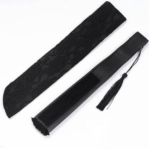 choyaxo Black Lace Handheld Fan Bamboo Folding Fan | Bamboo Silk Hand Fan for Women Wedding Decoration Dancing Party thumbnail 7