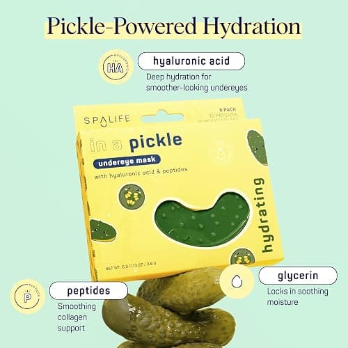 SpaLife In a Pickle Hydrogel Under Eye Patches for Dark Circles | Pickle Gifts for Women | Hydrating Undereye Masks for Bags and Puffiness | Pack of 8 Pairs (8 Undereye Treatments) thumbnail 3