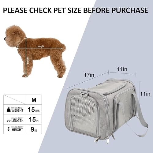 Henkelion Cat Carriers Dog Carrier Pet Carrier For Small / Medium Cats Dogs Puppies (Up To 15lbs), TSA Airline Approved Small Dog Carrier Soft Sided, Collapsible Waterproof Travel Puppy Carrier - Grey thumbnail 4