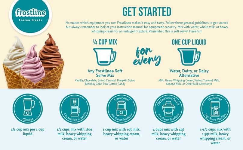 Frostline Vanilla Soft Serve Ice Cream Mix, Lactose & Gluten Free - Just Add Water, Dairy, or Dairy Free Alternative, Use with Blender, Countertop Ice Cream Maker, Soft Serve Machine - 6 lb Bag thumbnail 4