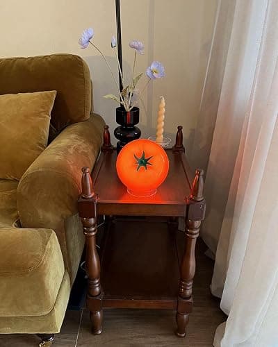 cozifycasa Cute Table Lamp for Bedroom Kitchen Living Room Small Cute Night Light Fruit Bedside Side Table Lamp Kawaii Decor Vintage Funky Home Decor for Girls Room (Tomato) thumbnail 5