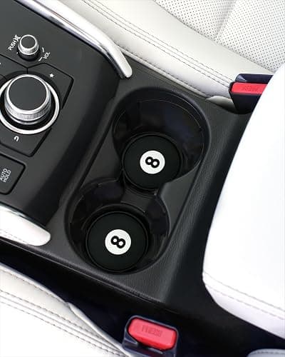 NJECT Magic 8 Black Billard Ball Automotive 3D Textured Silicone Coasters (2.6" Diameter) | Universal Fit for All Cars, Trucks, SUVs & More | Non-Slip Durable | Set of 2 thumbnail 2