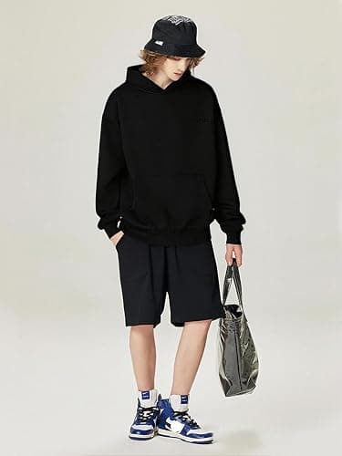 RICK TOP ONE Essentials Unisex Solid Basic Fleece Loose Hoodie Cotton Baggy Sweatshirt Long Sleeve Drop Shoulder Pullovers thumbnail 6