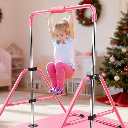 HYD-Parts Gymnastics Bar with Mat, Foldable Gymnastics Horizontal Bar Height Adjustable, Gymnastics Equipment for Kids 3-12 Ages, Children's Gifts thumbnail 5