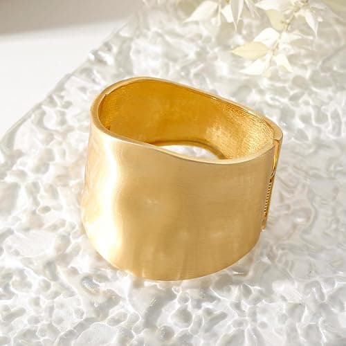 AYWFCBF Bangle Bracelets for Women | 14K Gold Plated Trendy Wide Bracelets | Hinged Arm Cuff Bangles Chunky Bracelet for Women thumbnail 5