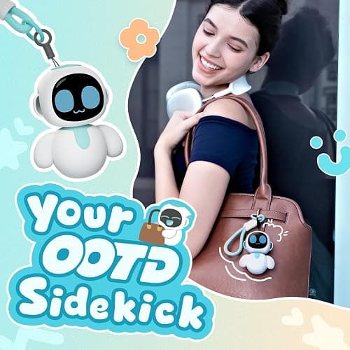 ENERGIZE LAB Eiliko Aquamarine - Your Tiny AI Charm Robot That Matches Every Daily Outfit, Fun Electronic Pendant Toys, for Couples and Best Friends. thumbnail 3