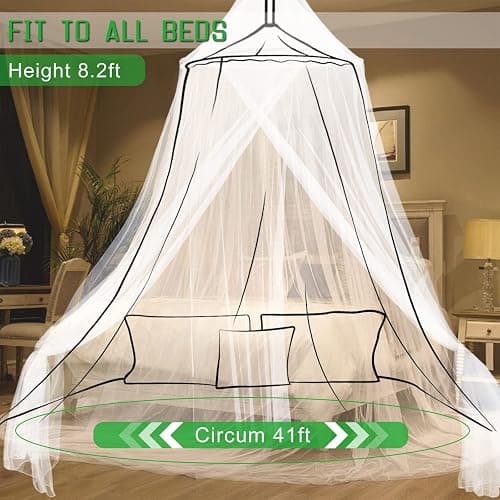 Mosquito Net Bed Canopy for Girls Dome Bed Curtains Tent Twin Queen Size | Mosquito Netting For Patio White Canopy Tent Mosquiteros Cameros Para Cuba Princess Bed Room Decor For Baby Crib Adults thumbnail 2