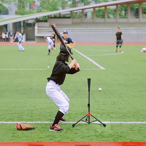 FDLS Baseball Batting tee for Adults and Youth Teens, Portable Tripod Stand Base Tee Easy Adjustable Height 26 to 39 inches for Hitting Training Practice, with Carrying Bag (Black and Rubber top) thumbnail 6