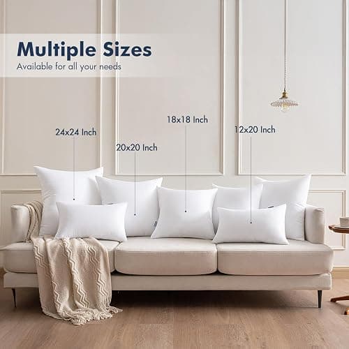 MIULEE Throw Pillows Inserts, Pack of 2 18x18 Inch 100% Virgin Fiber Filling Bed Couch Pillows - 2 - 18x18 Inch thumbnail 7
