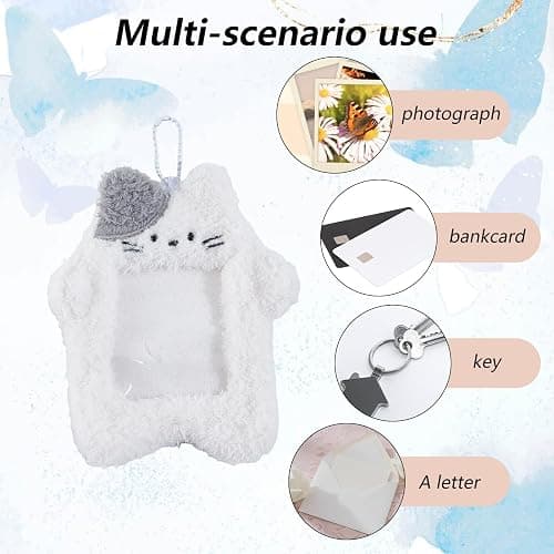 NICENEEDED 3 Porte Photocartes K Pop Porte Cartes Photo en Peluche avec Pendentif Porte Clés Étui de Protection pour Carte D'Identité en Forme d'animal Mignon thumbnail 5