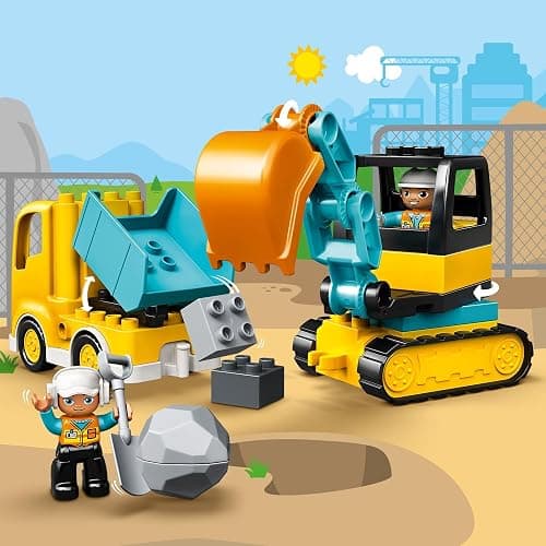 LEGO DUPLO Town Truck & Tracked Excavator Construction Vehicle 10931 Toy for Toddlers 2-4 Years Old Girls & Boys, Fine Motor Skills Development and Learning Toy thumbnail 6