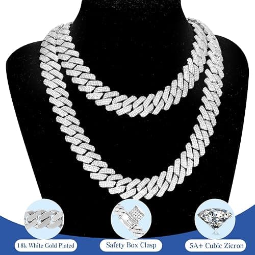 Ucciyo 20MM Cuban Link Chain for Men Iced Out Miami Cuban Necklace 18k Gold Plated 5A+ Zicron 10MM/12MM/14MM/20MM Iced Out Chain Gold/Silver Bling Luxury Hip Hop Jewelry For Women Men thumbnail 5