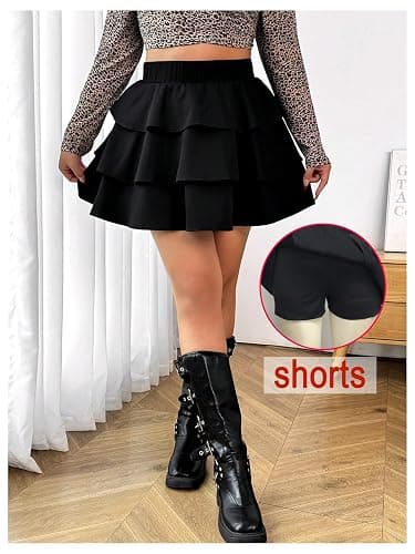 OYOANGLE Girl's Cute Ruffle Mini Skirt Y2K Elastic High Waist Tiered Flared Short Skirts thumbnail 2