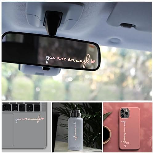 Miarita 3X Hello Beautiful Rearview Mirror Decal, Vanity Mirror Stickers, Rear View Mirror Sticker, Car Mirror Stickers. (You are Enough Pastel) thumbnail 5