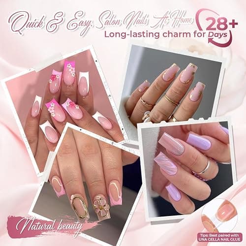 UNA GELLA Medium Square Nail Tips, 312pcs Medium Gel Nail Tips Square | Pre Etched Full Cover False Acrylic Nails Tips for Press On Nails DIY Art Salon 12 Sizes thumbnail 3
