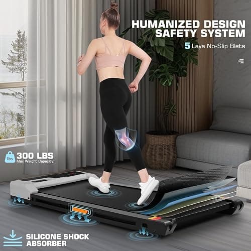 FUNMILY Walking Pad 3 in 1 Under Desk Treadmill, 2.5 HP Quiet Portable Walking Treadmill 300lbs Weight Capacity, Walking Jogging Machine Remote Control LED Display Small Treadmills for Home Office thumbnail 2