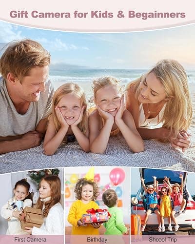 CAMKORY Digital Camera 1080P 44MP FHD Compact Digital Camera 16X Digital Zoom Anti-shake Vlogging Camera for Students Seniors Beginner Pink thumbnail 7
