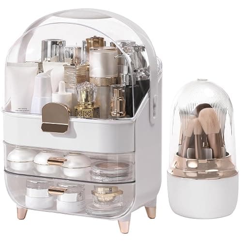 Makeup Organizer Countertop, Skincare Bathroom Counter Organizer, Storage Box Cosmetic Display Cases, Teen Girl Gifts Trendy Stuff Make up Organizers for Vanity, Dresser (Rose Gold) - Image 1