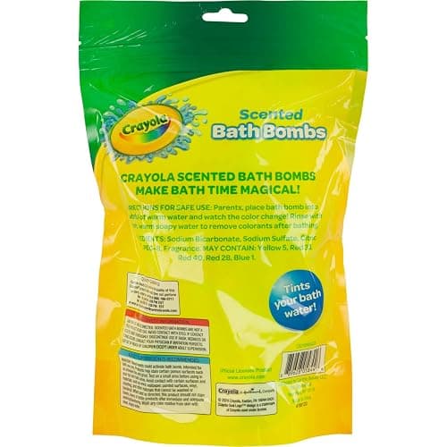 Crayola Colorful Scented Bath Bombs for Kids, Color You Bath Non-Toxic Bathbomb Fizzies for Boys Girls Holiday Stocking Stuffer, Grape Jam, Laser Lemon, Cotton Candy, & Bubble Gum Scents thumbnail 4