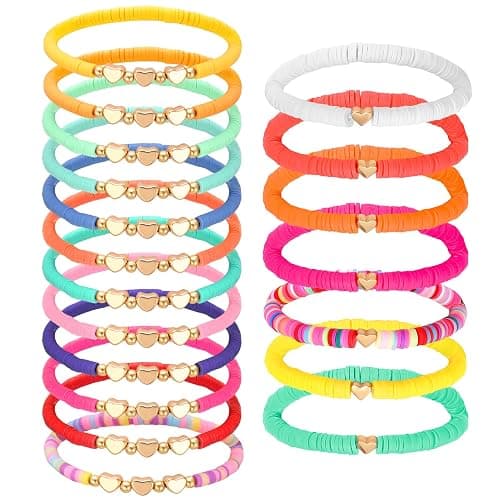 ViEinkaufen 19 Pcs Friendship Bracelets, Colorful Girls Bracelets Adjustable Bohemian Clay Beads Bracelets Inspirational Bracelets Jewellery Gifts for Girls Women Men Best Friends Party Accessories - Image 1