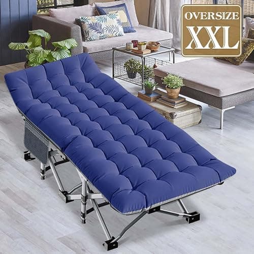 DoCred Oversized XXL Folding Camping Cot with Mattress, 2 Pack 32" Wide Cot | Heavy Duty Sleeping Cot Bed for Adults Portable Outdoor Bed with Carry Bag, Travel Camp Cots thumbnail 5