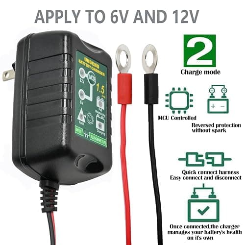 6V 12V Battery Charger 1.5A Automatic Battery maintainer trickle Battery Charger Smart Float Charger for auto car Motorcycle Lawn Mower Boat Motorcycle Snowmobile thumbnail 3
