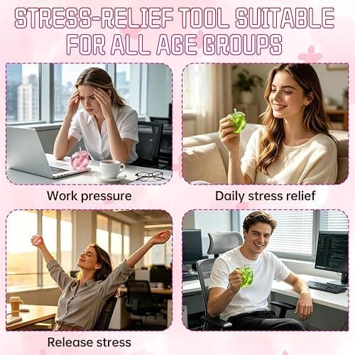 Apple Squishies Slow Rising Stress Relief Toy, Realistic Fruit Shape, Soft Squeezable Fidget Ball, Decompression Gift for Adults (Pink) thumbnail 3