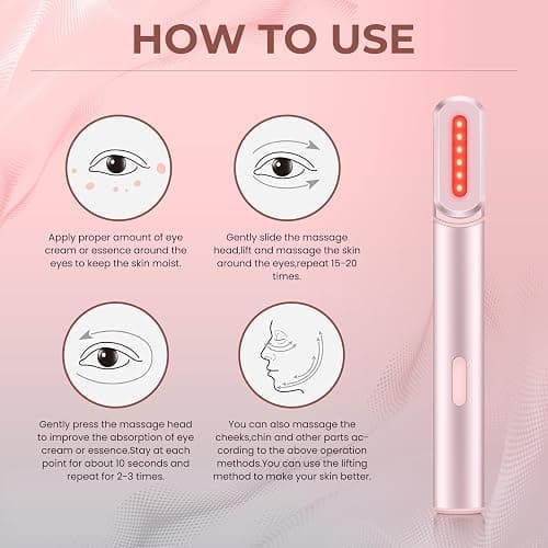 4-in-1 Light-Therapy-Wand,Red Light Therapy for Face and Neck - Microcurrent Facial Device for Anti-Aging - Face & Eye Massager Skincare (2 Colors led Light) - 2 Colors Led Light thumbnail 5