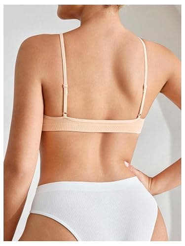 SweatyRocks Women's Triangle Bralette Plunge Bra V Neck Wireless No Padded Soft Comfortable Everyday Sleep Bras thumbnail 2