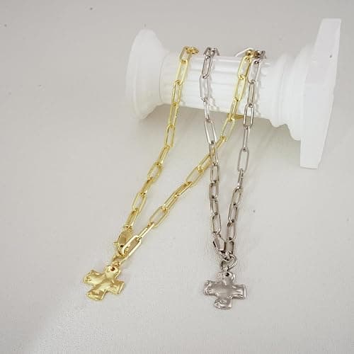 Bheop Chunky Cross Necklace for Women Trendy Gold Silver Layered Statement Cross Pendant Charm Necklace Vintage Paperclip Herringbone Snake Choker Chain Costume Jewelry Set Gift Non Tarnish thumbnail 7