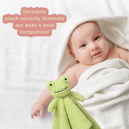 Doindute Baby Green Frog Soft Stuffed Animal Security Blanket, Plush Frog Character Lovey Blanket, Baby Shower/Nursery Gift, Newborn Infant Toddler Snuggle Blankie for Boys Girls, 14 Inches thumbnail 6