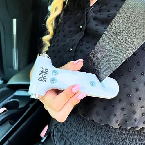 BLINGSTING Safety Hammer - Emergency Automotive Escape Tool with Window Breaker, Seat Belt Cutter & Adjustable Car Visor Strap - Tempered Glass Breaker - Steel Blade - Black (1 Count) thumbnail 5