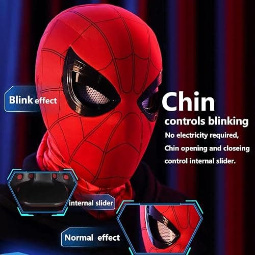 Spider Hero Mechanical Eyes Homecoming Mask - Super Hero Full Mask Moving Lenses Cosplay Wearable Prop thumbnail 5