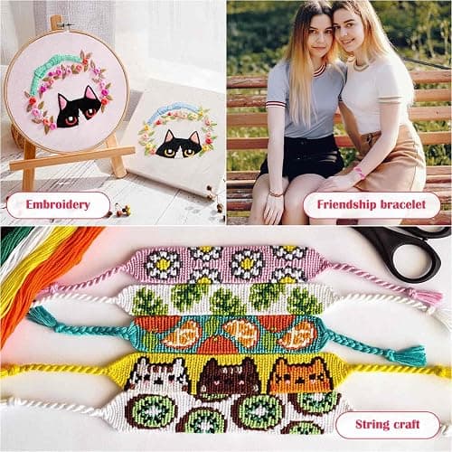 PAXCOO 488Pcs String Bracelet Making Kit, Friendship Bracelet String Kit with 50 Skeins Embroidery Floss Cross Stitch Thread, 400Pcs Friendship Bracelet Beads, 37Pcs Embroidery Tools thumbnail 2