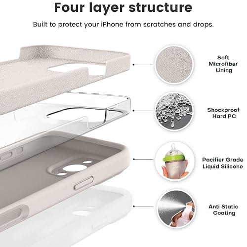 Vooii Compatible with iPhone 16 Pro Max Case, Liquid Silicone Upgrade [Camera Protection] [Soft Anti-Scratch Microfiber Lining] Shockproof Phone Case for iPhone 16 Pro Max 6.9 inch - Stone thumbnail 2
