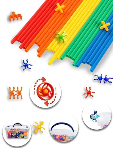 600PCS STEM Building Toys, Straw Constructor Toys Up Grade Engineering Building Sets for Kids Develops Motor Skills and Logic Thinking, Fun Educational Toy Great for Gift thumbnail 5